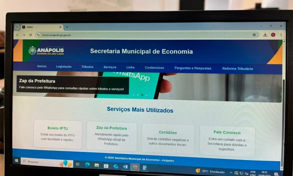 Prefeitura de Anápolis lança portal digital para facilitar acesso a tributos e processos municipais